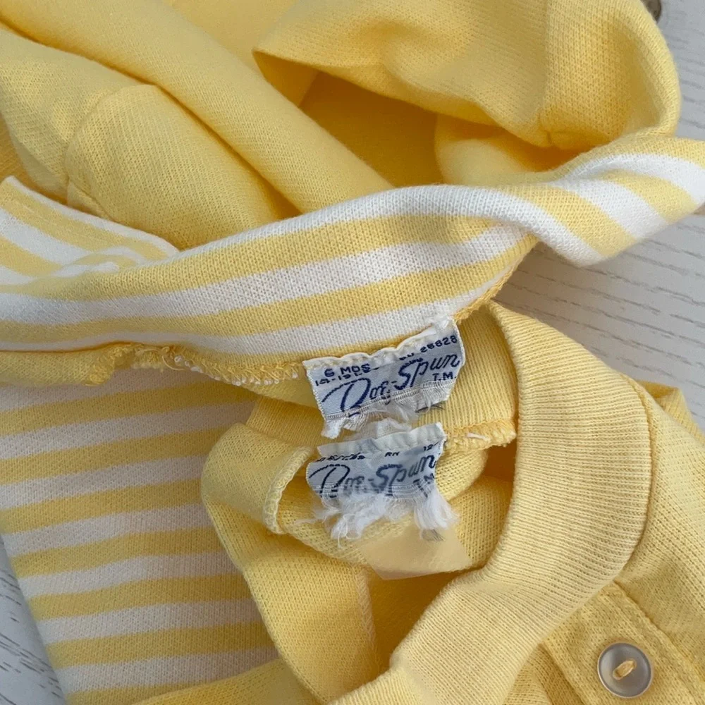 Baby Boys Classic Vintage Two-Piece Yellow Summer Romper Outfit Size 6 Months